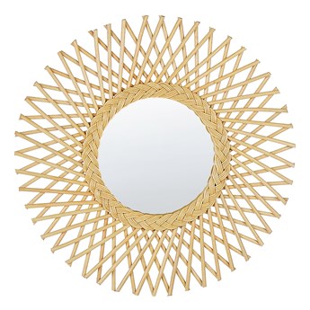 Beliani Lustro ścienne naturalne rattanowe 60 cm boho kształt słońca okrągłe haczyki montażowe ażurowe salon sypialnia