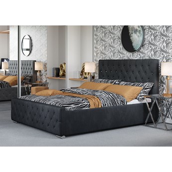 Łóżko tapicerowane 160X200 VFB-05 czarny welur z kryształkami