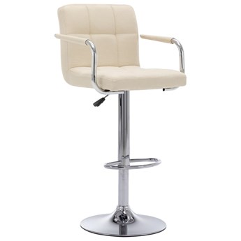 vidaXL Krzesło barowe, kremowe, tapicerowane tkaniną