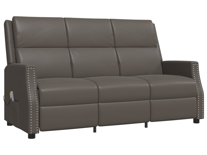 vidaXL 3-osobowy, rozkładany fotel masujący, szary, sztuczna skóra Głębokość 92 cm Szerokość 170 cm Głębokość 135 cm Wielkość Trzyosobowa