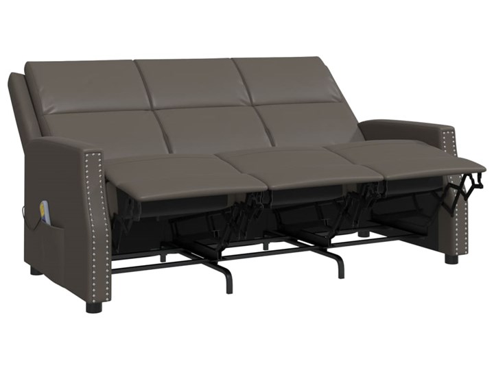 vidaXL 3-osobowy, rozkładany fotel masujący, szary, sztuczna skóra Głębokość 92 cm Głębokość 135 cm Funkcje Z funkcją relaks Szerokość 170 cm Materiał obicia Tkanina