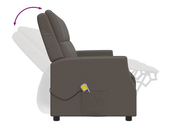 vidaXL 3-osobowy, rozkładany fotel masujący, szary, sztuczna skóra Głębokość 92 cm Szerokość 170 cm Głębokość 135 cm Funkcje Z funkcją relaks