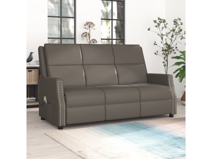 vidaXL 3-osobowy, rozkładany fotel masujący, szary, sztuczna skóra Głębokość 92 cm Głębokość 135 cm Funkcje Z funkcją relaks Szerokość 170 cm Typ Gładkie