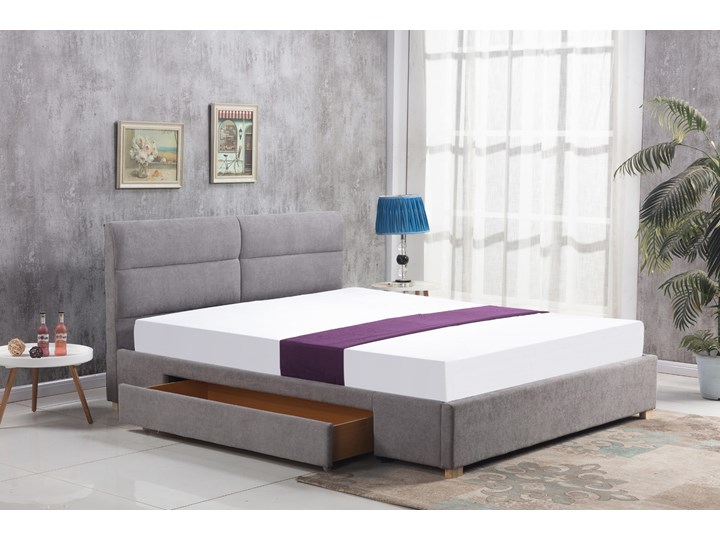 MERIDA łóżko z szufladą jasny popiel (2p=1szt) Drewno Tkanina Łóżko tapicerowane Rozmiar materaca 160x200 cm