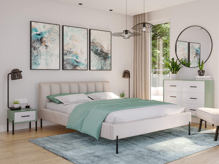 Łóżko tapicerowane 140x200 MILAN / kolory do wyboru Tkanina Kategoria Łóżka do sypialni Drewno Zagłówek Z zagłówkiem