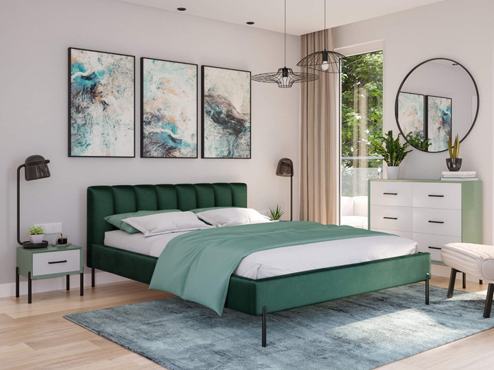 Łóżko tapicerowane 140x200 MILAN / kolory do wyboru Tkanina Drewno Kategoria Łóżka do sypialni