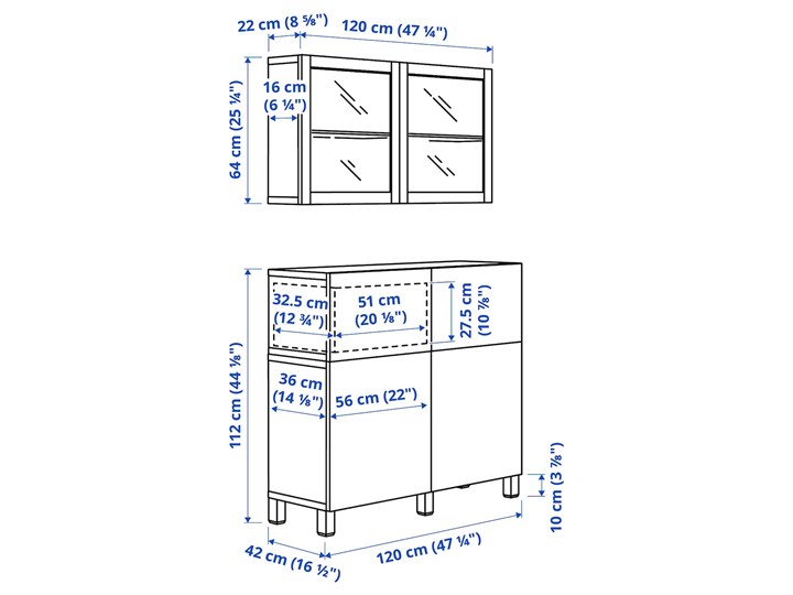IKEA BESTÅ Kombinacja regałowa z drzw/szuf, Czarnybrąz/Selsviken/Ösarp połysk/czarne przezroczyste szkło, 120x42x213 cm Kategoria Zestawy mebli do sypialni