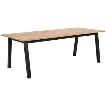 Stół naturalny fornirowany blat dąb czarne nogi 220x95 cm