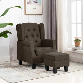 vidaXL Fotel z podnóżkiem, brązowy, tapicerowany tkaniną