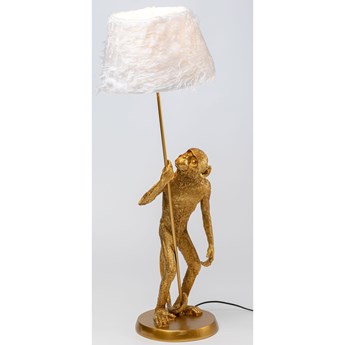 Lampa stołowa Animal Standing Monkey 51x96 cm złota - klosz biały