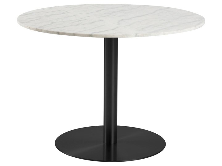Marmurowy stół do jadalni Corby 105 na czarnej nodze Wysokość 75 cm Metal Kamień Styl Glamour