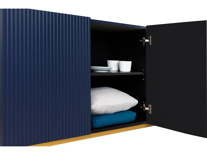 BOGART. Komoda Nicole 200 cm granat MDF / złote nóżki Wysokość 85 cm Z witrynami Głębokość 45 cm Pomieszczenie Sypialnia