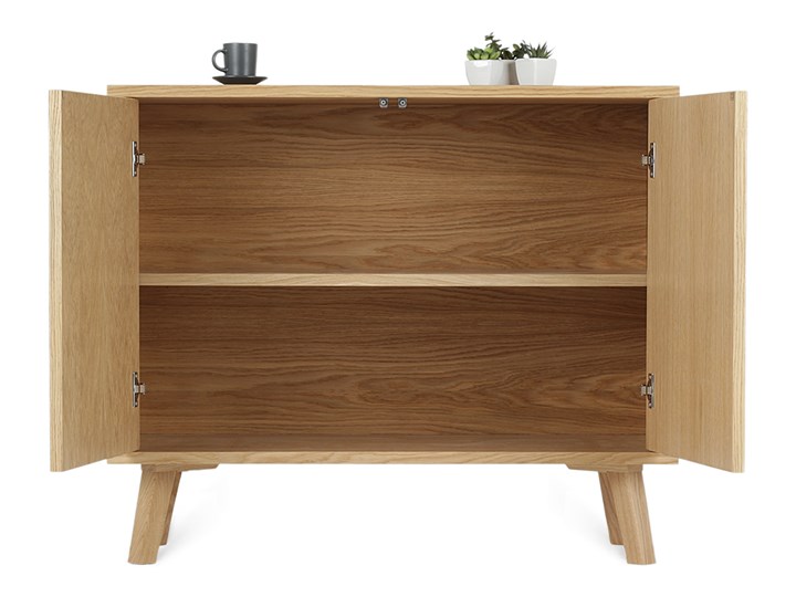 Drewniana dębowa Komoda Lea mini 94, designerska, nowoczesna Wysokość 81 cm Płyta meblowa Głębokość 40 cm Z szafkami Szerokość 94 cm Szerokość 93 cm Drewno Styl Industrialny