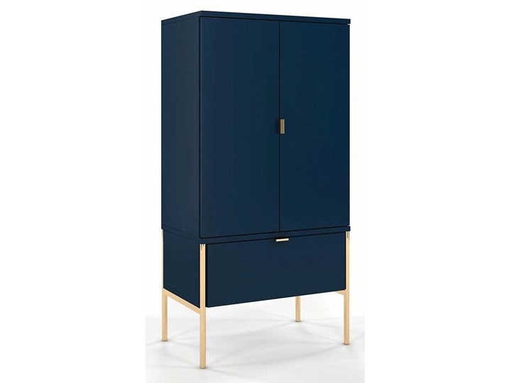 Wysoka elegancka granatowa komoda Skandica POLKA na złotych nóżkach Z szufladami Szerokość 60 cm Głębokość 37 cm Płyta MDF Styl Nowoczesny