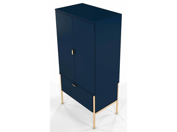 Wysoka elegancka granatowa komoda Skandica POLKA na złotych nóżkach Głębokość 37 cm Płyta MDF Z szufladami Szerokość 60 cm Styl Nowoczesny