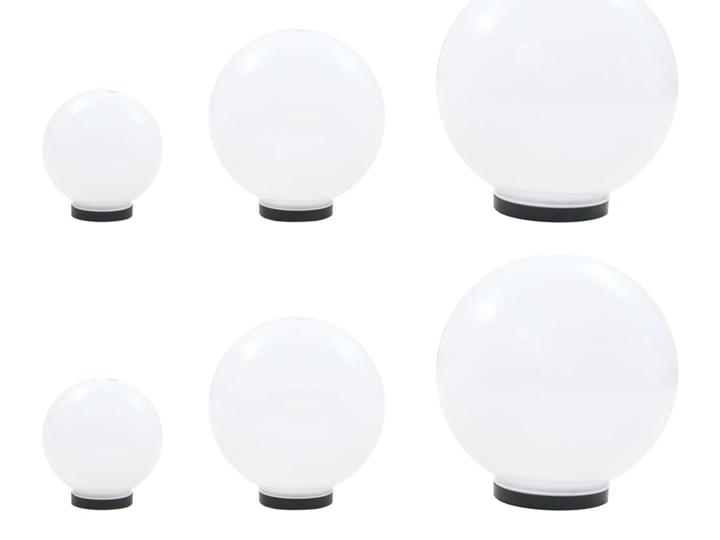 vidaXL Zestaw 6 kulistych lamp ogrodowych LED, 20/30/40 cm, PMMA Kategoria Lampy ogrodowe Lampa stojąca Kolor Biały