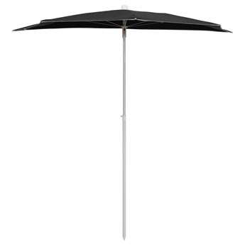 vidaXL Półokrągły parasol ogrodowy na słupku, 180x90 cm, czarny