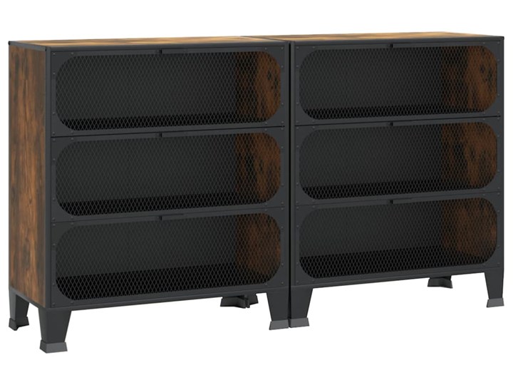 vidaXL Szafki, 2 szt., rustykalny brąz, 72x36x82 cm, metal i MDF Głębokość 36 cm Płyta laminowana Płyta MDF Szerokość 72 cm Stojące Styl Industrialny