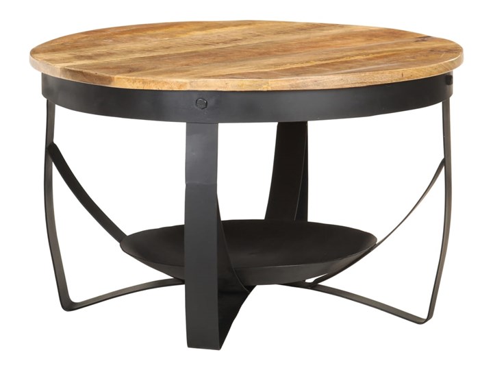 vidaXL Stolik kawowy, Ø68x43 cm, surowe drewno mango Szerokość 68 cm Długość 68 cm Metal Styl Industrialny