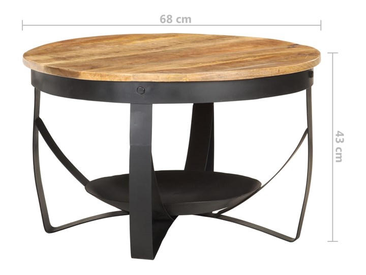 vidaXL Stolik kawowy, Ø68x43 cm, surowe drewno mango Szerokość 68 cm Metal Długość 68 cm Styl Industrialny