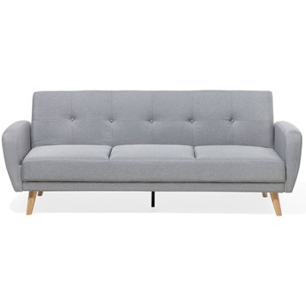 Beliani Sofa rozkładana szara 3-osobowa z funkcją spania pikowana styl skandynawski
