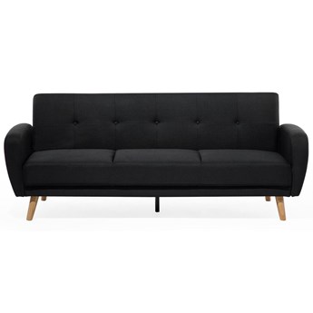 Beliani Sofa rozkładana czarna 3-osobowa z funkcją spania pikowana styl skandynawski