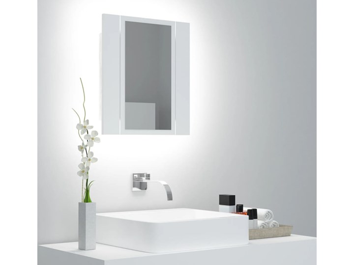 vidaXL Szafka łazienkowa z lustrem i LED, biała, 40x12x45 cm Kolor Biały Płyta stolarska Szafki Płyta MDF Kategoria Szafki stojące