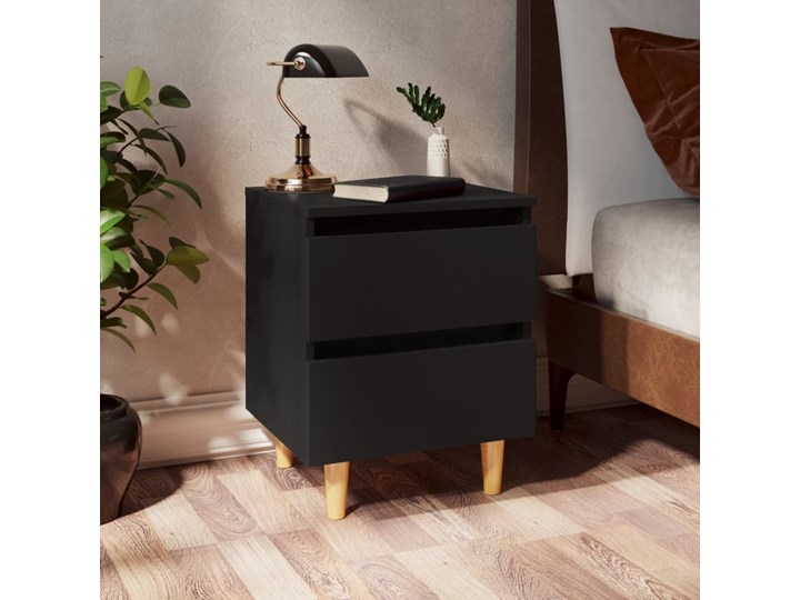 vidaXL 2 szafki nocne z sosnowymi nóżkami, czarne, 40x35x50 cm Drewno Szerokość 40 cm Płyta MDF Płyta meblowa Płyta laminowana Sosna Głębokość 35 cm Styl Skandynawski