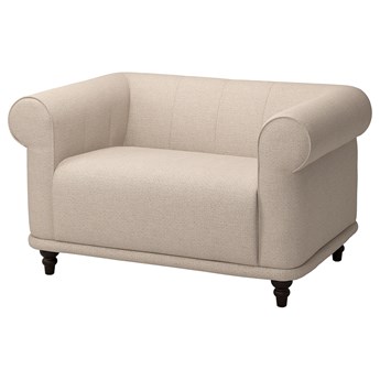IKEA VISKAFORS Fotel 1,5 osobowy, Lejde jasnobeżowy/brązowy, Głębokość: 90 cm