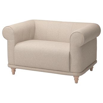 IKEA VISKAFORS Fotel 1,5 osobowy, Lejde jasnobeżowy/brzoza, Głębokość: 90 cm