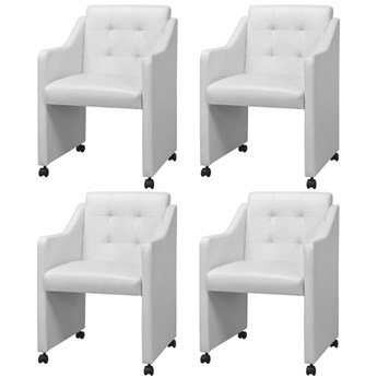 vidaXL Krzesła stołowe, 4 szt., białe, sztuczna skóra