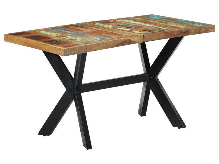 vidaXL Stół jadalniany, 140 x 70 x 75 cm, lite drewno z odzysku Kategoria Stoły kuchenne Stal Metal Sosna Styl Vintage