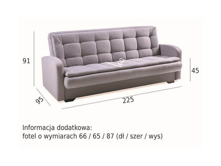 Sofa z funkcją spania Bingo Bis Głębokość 95 cm Szerokość 222 cm Wersalka Wielkość Trzyosobowa