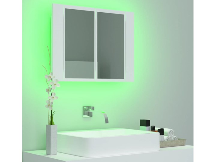 vidaXL Szafka łazienkowa z lustrem i LED, biała, 60x12x45 cm Płyta stolarska Nad umywalkę Kolor Biały Płyta MDF Wiszące Styl Nowoczesny