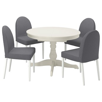 IKEA INGATORP / DANDERYD Stół i 4 krzesła, biały biały/Vissle szary, 110/155 cm