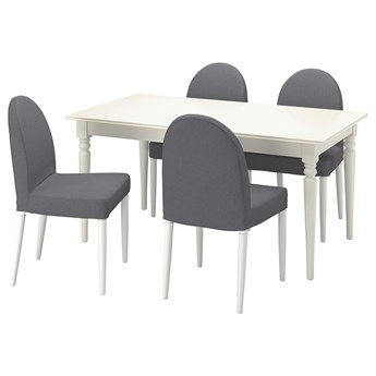 IKEA INGATORP / DANDERYD Stół i 4 krzesła, biały biały/Vissle szary, 155/215 cm