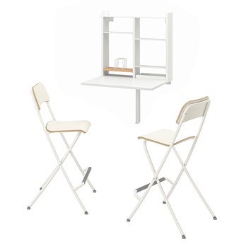 IKEA NORBERG / FRANKLIN Stół i 2 krzesła, biały/biały