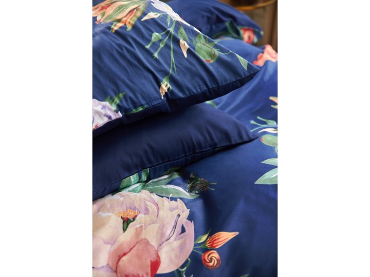 Granatowa pościel dwuosobowa z satyny bawełnianej Bonami Selection Floret, 200x200 cm Bawełna Komplet pościeli Satyna Kolor Granatowy
