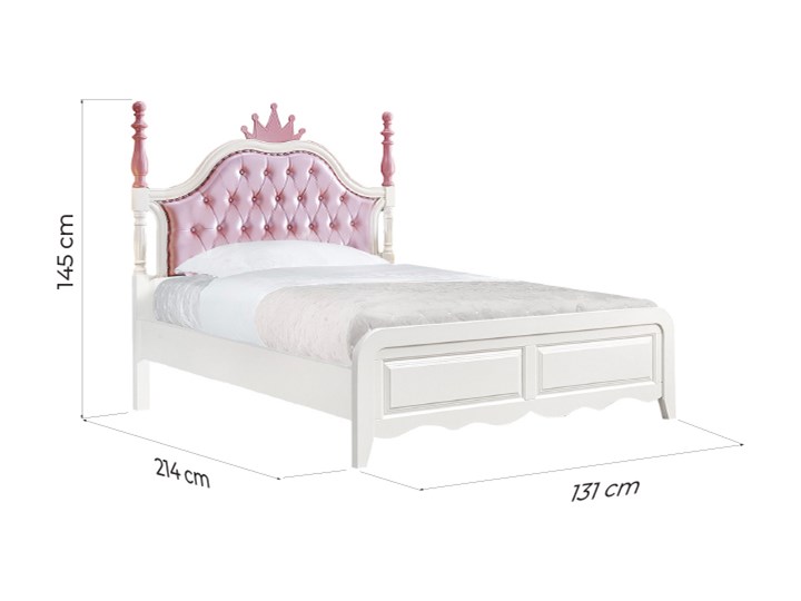 Łóżko dla dziewczynki 120x200 cm Princess różowy zagłówek w kształcie korony Tkanina Kategoria Łóżka dla dzieci Płyta MDF Rozmiar materaca 110x200 cm