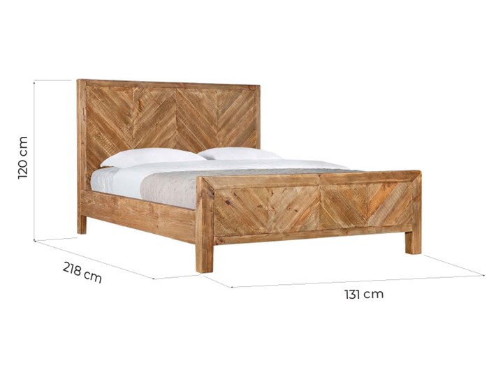 Łóżko drewniane 120x200 cm Idyllic, zagłówek w jodełkę Drewno Styl Skandynawski