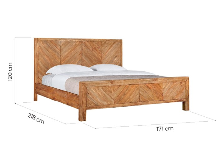 Łóżko drewniane rustykalne 160x200 Idyllic, zagłówek w jodełkę Drewno Zagłówek Z zagłówkiem