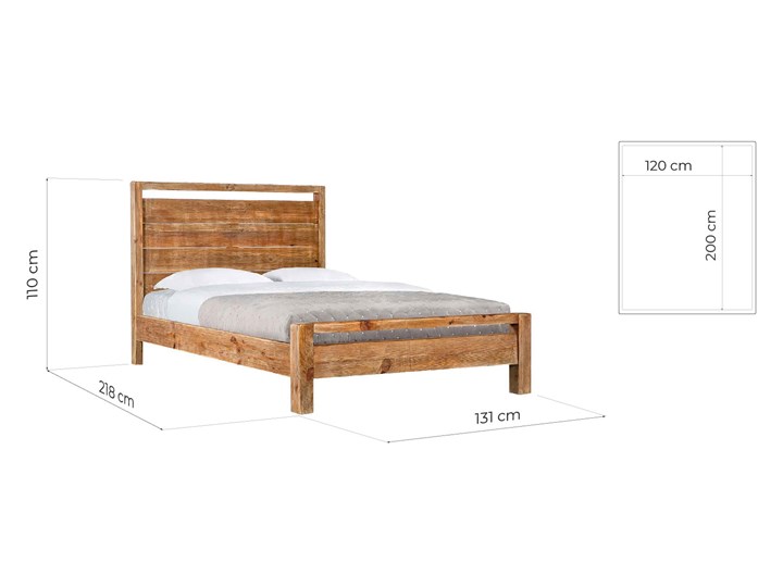 Łóżko drewniane Bucolic 120x200, rustykalne Drewno Zagłówek Z zagłówkiem Styl Nowoczesny