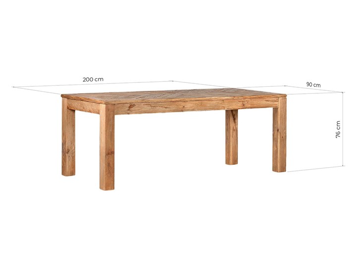 Stół drewniany do jadalni Whisper, 200x90 cm Wysokość 76 cm Drewno Średnica