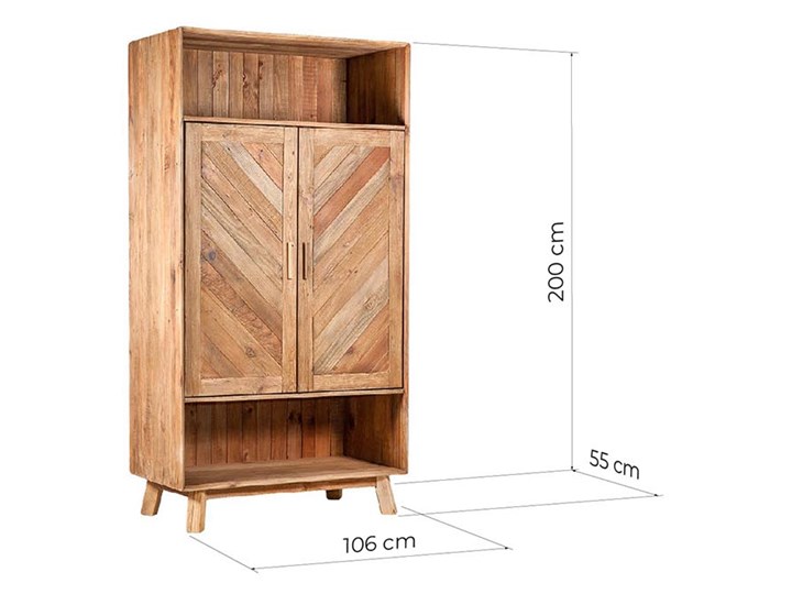 Szafa drewniana na ubrania Etnica II, 106x200 Szerokość 106 cm Wysokość 200 cm Kategoria Szafy do garderoby Głębokość 55 cm Drewno Styl Rustykalny
