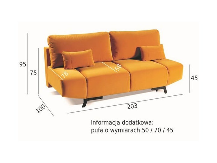 Sofa z funkcją spania BLOOM Głębokość 100 cm Szerokość 203 cm Typ Gładkie