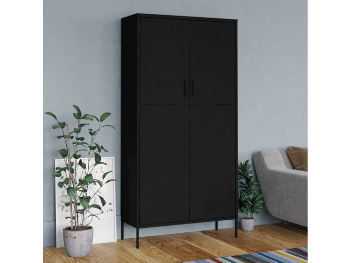 vidaXL Szafa, czarna, 90x50x180 cm, stalowa Metal Głębokość 50 cm Typ Gotowa Szerokość 90 cm Pomieszczenie Sypialnia