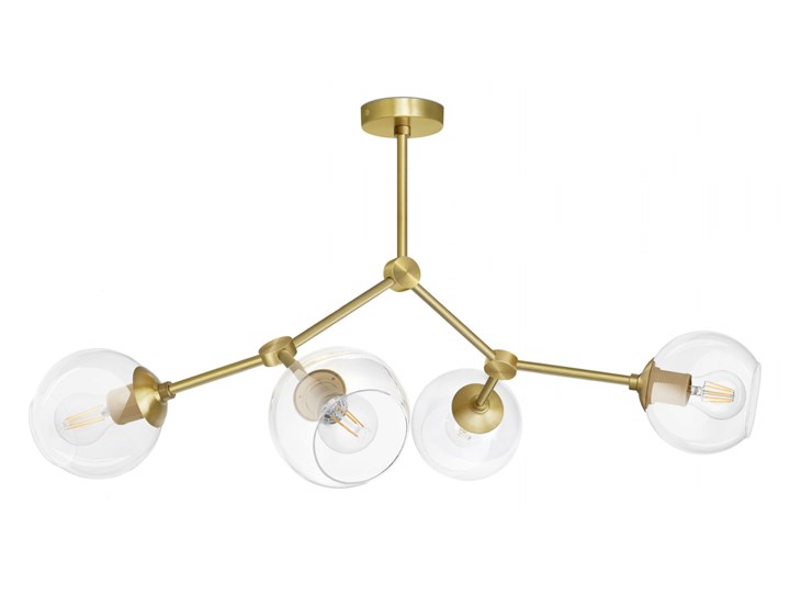 Złota mosiężna lampa 4 klosze transparentne GT-S4 Metal Szkło Mosiądz Stal Styl Nowoczesny