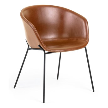 Krzesło do jadalni - yvette - brazowy - tkanina - nowoczesny