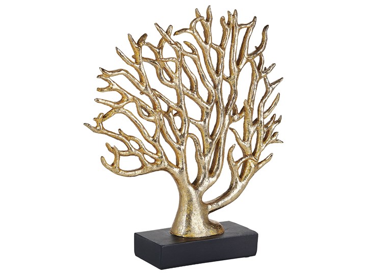 Beliani Figurka dekoracyjna złota żywica syntetyczna 41 cm w kształcie drzewa z podstawką nowoczesny ...