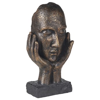 Beliani Figura dekoracyjna miedziana sztuczna żywica 41 cm twarz na podstawce dekoracja